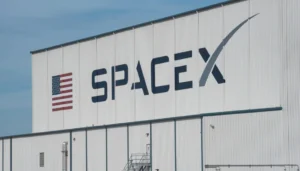 Concept image of orbital data centers connected to satellites in space