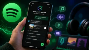 Spotify app displaying AI music assistant conversation on a smartphone